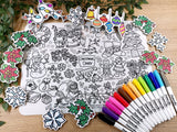 Washable Silicone Coloring Mat - Christmas Cheer