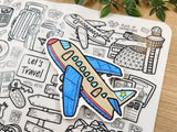 Washable Silicone Coloring Mat - Let's Travel