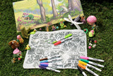 Washable Silicone Coloring Mat - Fairy Garden